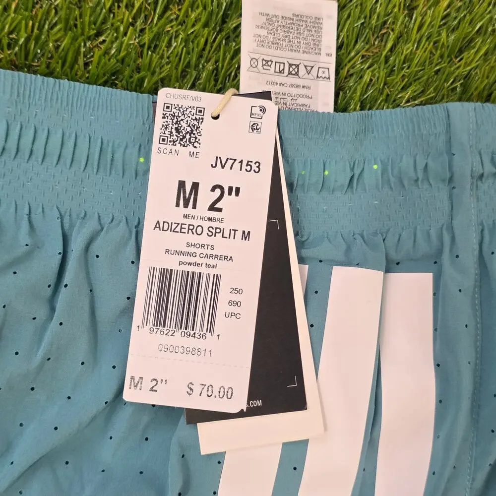 Adidas Adizero Men's Size Medium Slim Fit 2” Split Running Shorts JV7153 Teal